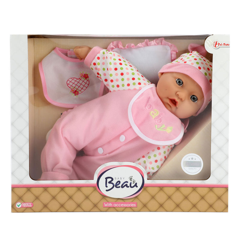 Afbeelding laden in galerijviewer, Toi-toys baby beau babypop met fles en slabber, 40cm
