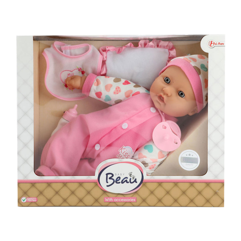 Afbeelding laden in galerijviewer, Toi-toys baby beau babypop met fles en slabber, 40cm
