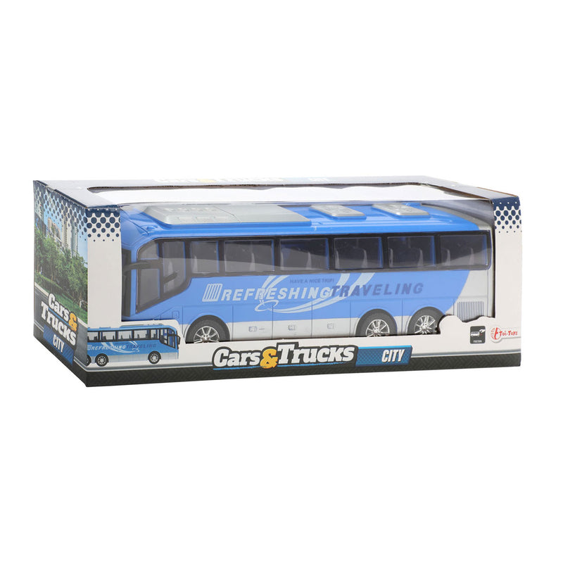 Afbeelding laden in galerijviewer, Cars trucks vehicool reisbus blauw frictie - 32cm
