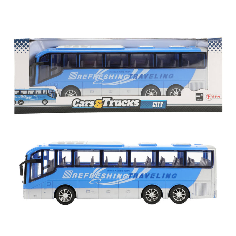 Afbeelding laden in galerijviewer, Cars trucks vehicool reisbus blauw frictie - 32cm

