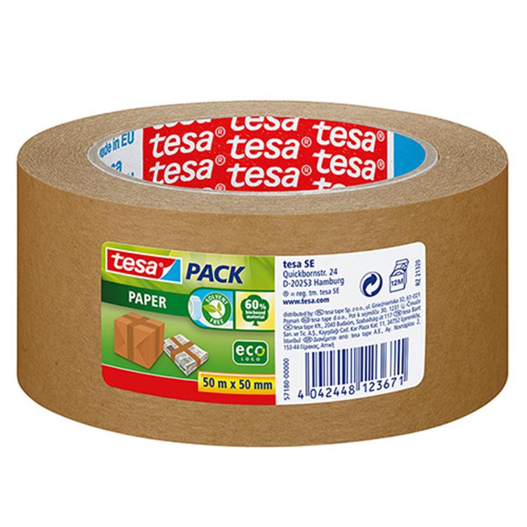 Afbeelding laden in galerijviewer, Tesa verpakkingstape papier 50mx50mm bruin scheurbestendig
