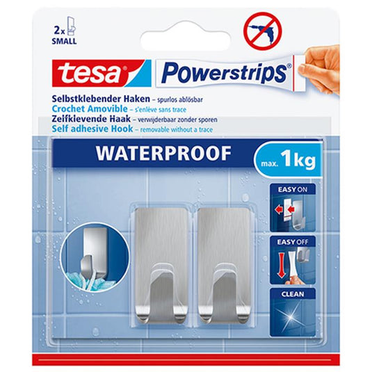 Tesa 1059022 - powerstrips waterproof haken rvs rechthoekig small | 8 stuks