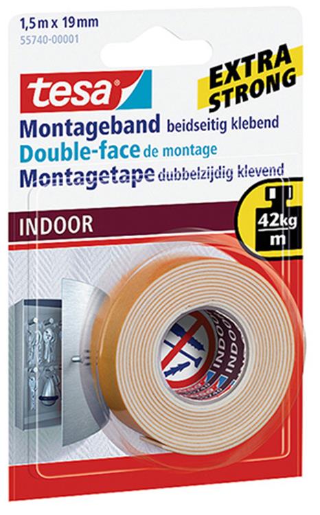 Tesa 1002805 - mont.tape indoor 1.5x19mm | 6 stuks