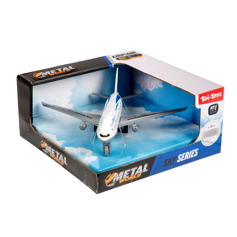 Afbeelding laden in galerijviewer, Toi-toys metal vliegtuig pullback wit 14 x 13 cm
