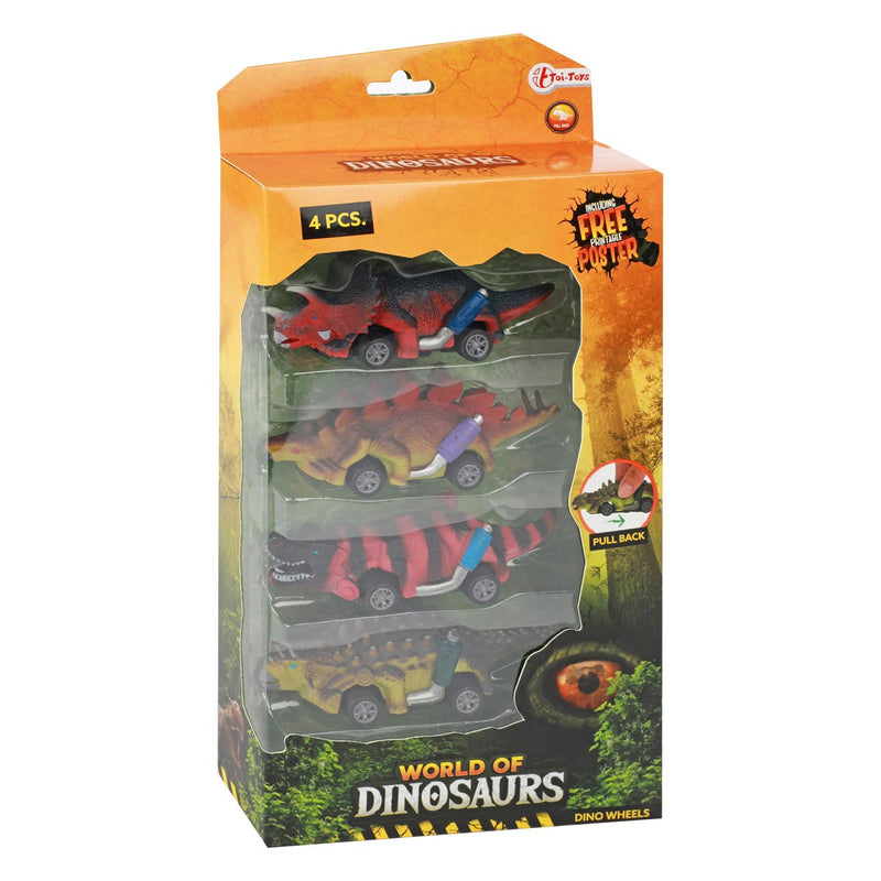 Afbeelding laden in galerijviewer, Toi-toys world of dinosaurs dino pullback auto, 4st.
