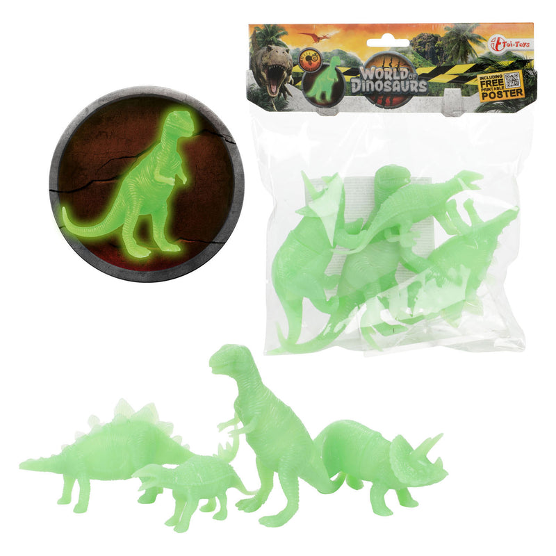 Afbeelding laden in galerijviewer, World of Dinosaurs Glown in the Dark Dino, 4st.
