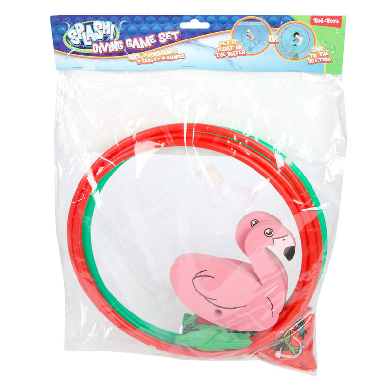 Afbeelding laden in galerijviewer, Splash flamingo duikring 80cm, set van 2
