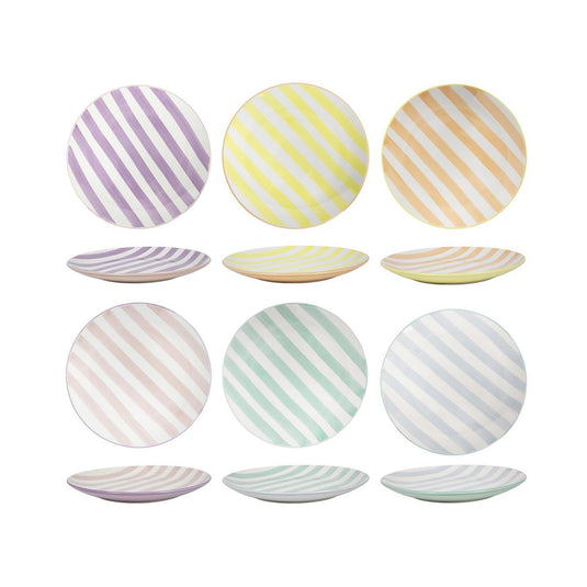 Dinerbord 2-tone pastel stripes doos a 6 stuks ø26,5cm