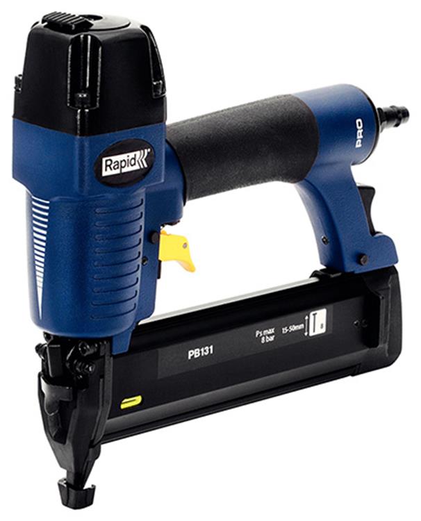 Afbeelding laden in galerijviewer, Rapid professionele pneumatische tacker - magnesium behuizing - 360° luchtuitlaat - regelbare inslagdiepte - blauw geel
