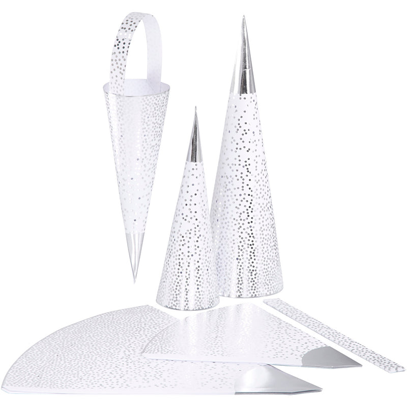Afbeelding laden in galerijviewer, Https: www.cchobby.nl kegels-h-18-28-cm-120-gr-zilver-wit-3-stuk-1-doos
