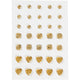 Strasstenen, rond, vierkant, hart, afm 6+8+10 mm, goud, 35 stuk 1 doos