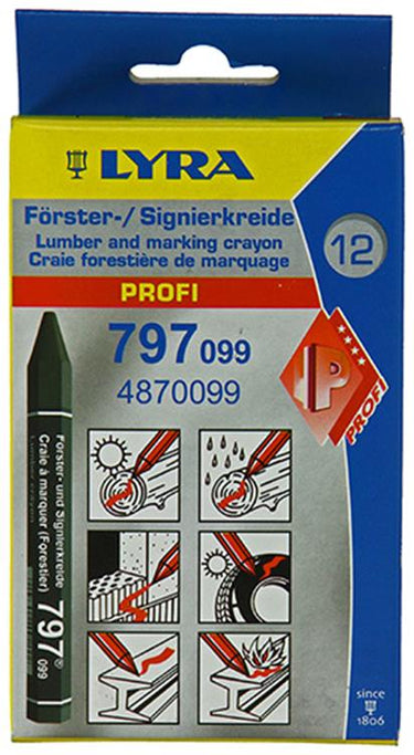 Lyra 1004744 - markeerkrijt 12st ø12x120mm zwart | 4 stuks