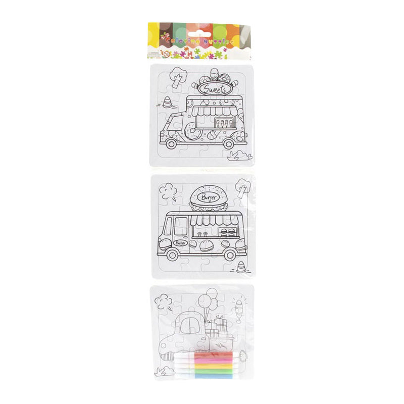 Afbeelding laden in galerijviewer, Jono toys kleur je eigen puzzeltjes- 3 puzzeltjes + 5 stiften
