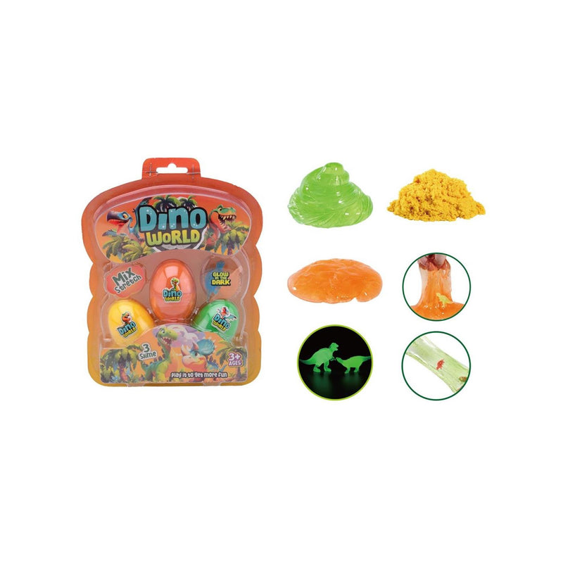 Afbeelding laden in galerijviewer, Johntoy dino world 3 slijm eieren met glow in the dark dino
