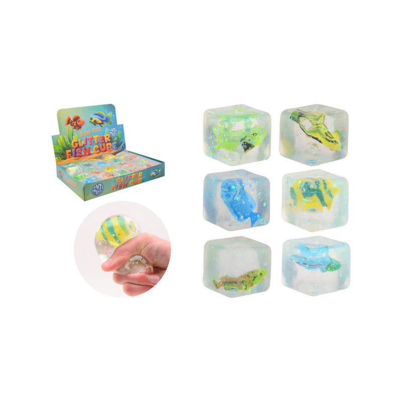 Afbeelding laden in galerijviewer, Johntoy slow rise glitter kubus met vis
