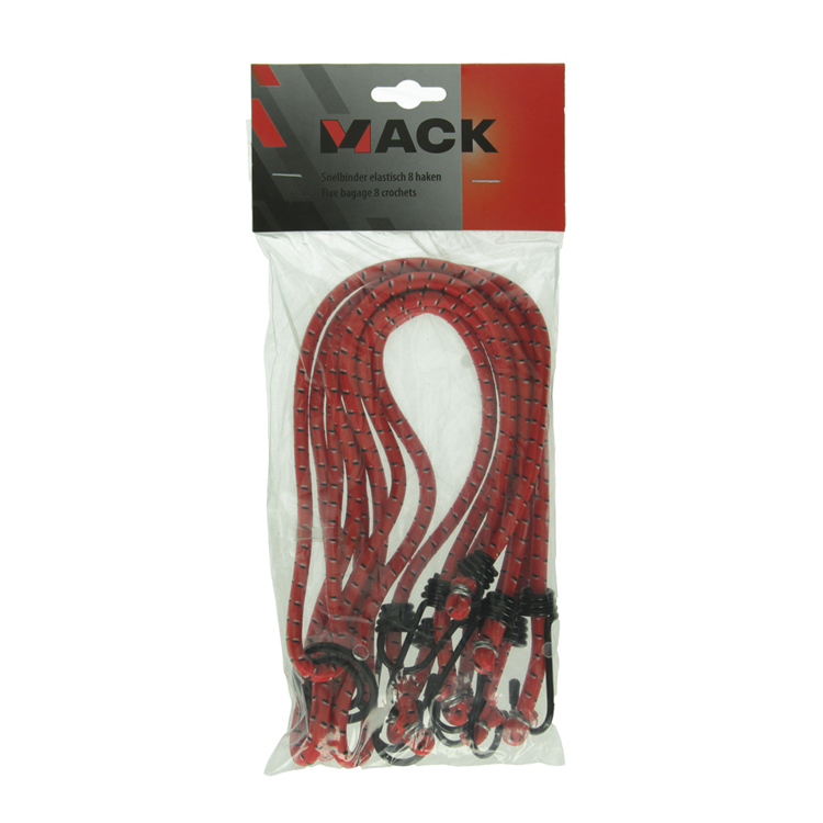 Afbeelding laden in galerijviewer, Mack 1006829 - snelbinder elastisch 8 haken rood | 5 stuks
