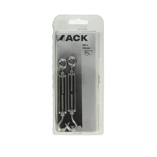 Mack 1006892 - 2 spanners: oog+haak inox5mmx50 bl | 5 stuks