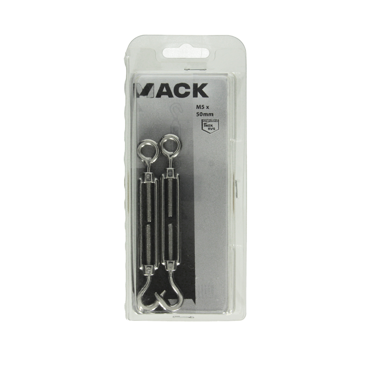Afbeelding laden in galerijviewer, Mack 1006892 - 2 spanners: oog+haak inox5mmx50 bl | 5 stuks
