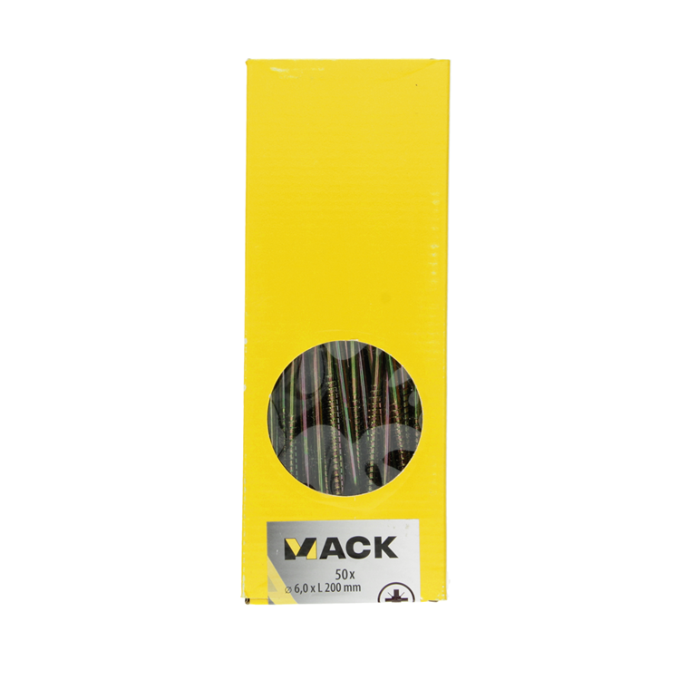 Afbeelding laden in galerijviewer, Mack 1006991 - spaanplaatschroef vz kop geelverzinkt 50st 6 x 200mm | 2 stuks
