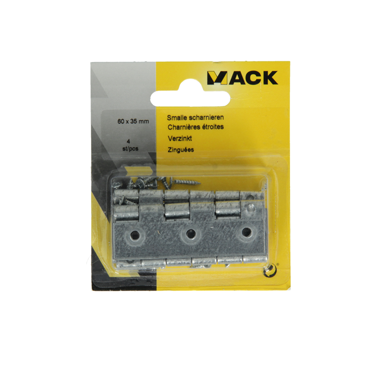 Afbeelding laden in galerijviewer, Mack 1013248 - 4 smalle scharnieren verzinkt h 60 x b 35 mm | 5 stuks

