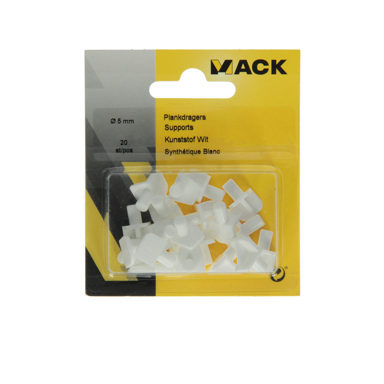 Afbeelding laden in galerijviewer, Mack 1015837 - 20 plankdragers kunststof wit ø 5 mm | 10 stuks
