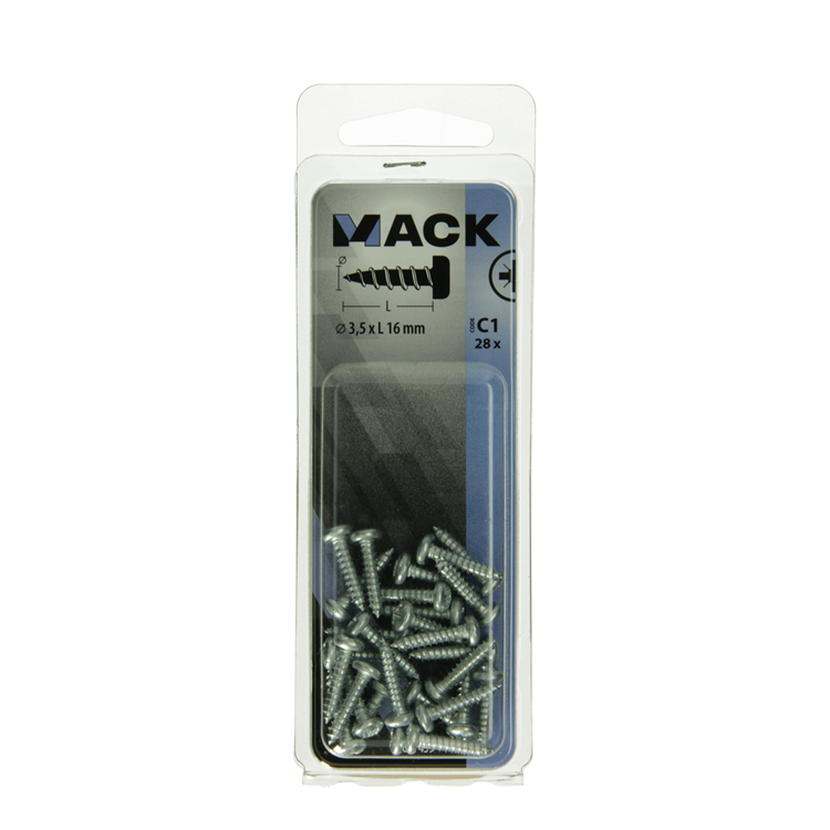 Afbeelding laden in galerijviewer, Mack 1017439 - zelftappende schroef cyl kop verz. 28st 3,5 x 16 mm | 10 stuks
