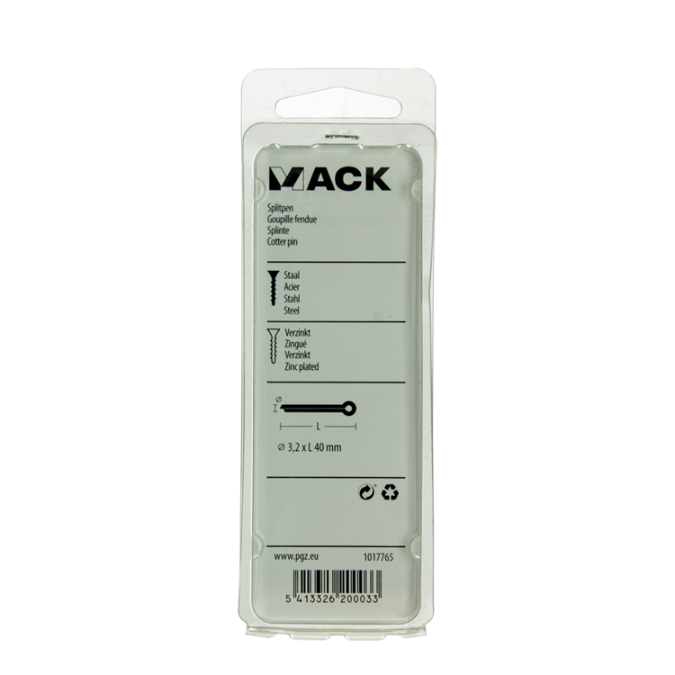 Afbeelding laden in galerijviewer, Mack 1017765 - splitpen staal verzinkt 12 st 3,2 x 40 mm | 10 stuks
