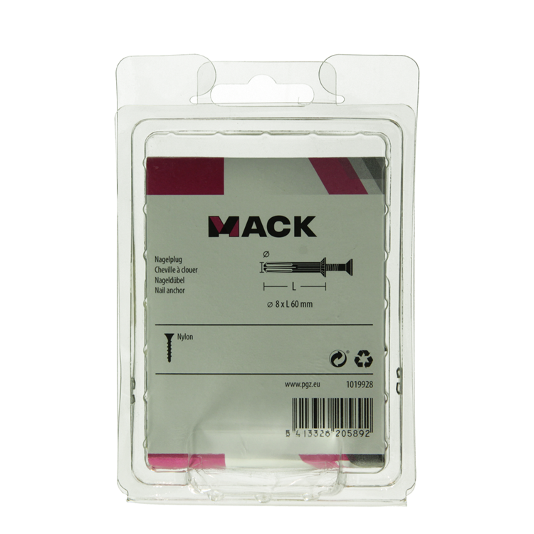 Afbeelding laden in galerijviewer, Mack 1019928 - nylon nagelplug polyamide 8 st 8 x 60 mm | 5 stuks
