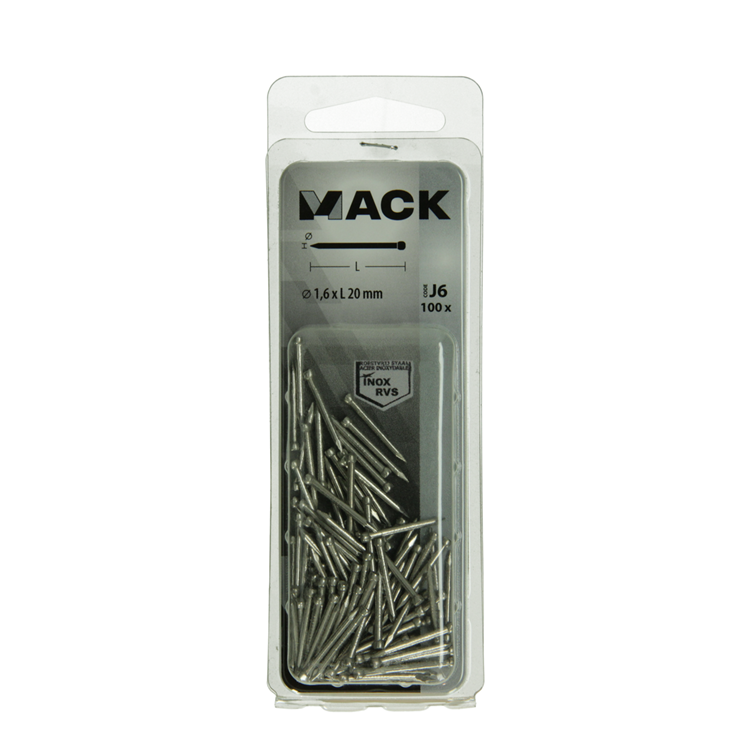 Afbeelding laden in galerijviewer, Mack 1020024 - nagel ronde kop inox a2 100 st 1,6 x 20 mm | 5 stuks
