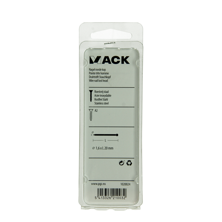 Afbeelding laden in galerijviewer, Mack 1020024 - nagel ronde kop inox a2 100 st 1,6 x 20 mm | 5 stuks
