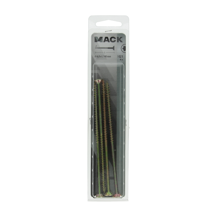 Afbeelding laden in galerijviewer, Mack 1006982 - spaanplschrf. vzkop-zelfb geelverzinkt 4st 6 x 140mm | 10 stuks
