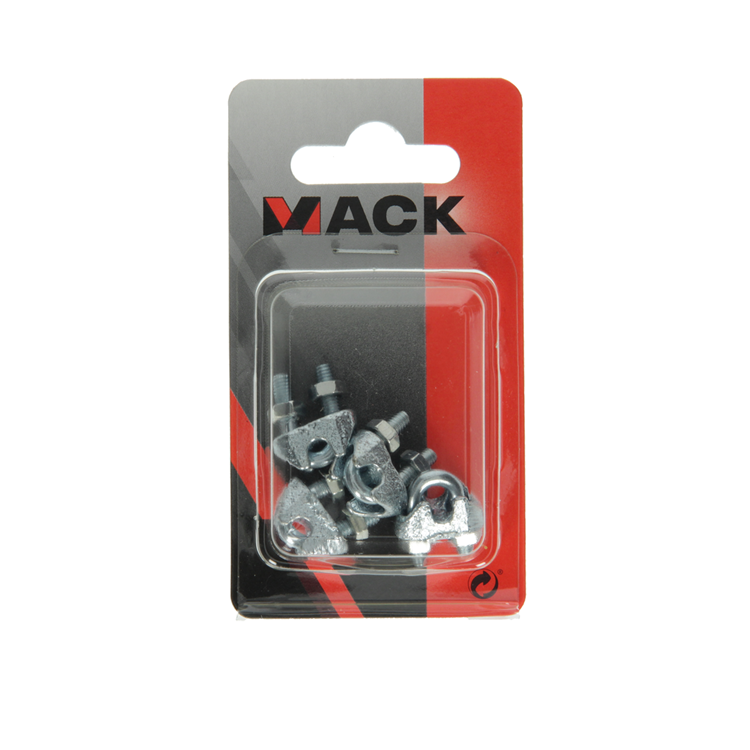Afbeelding laden in galerijviewer, Mack 1008452 - 4 staaldraadklemmen 3mm verzinkt | 10 stuks
