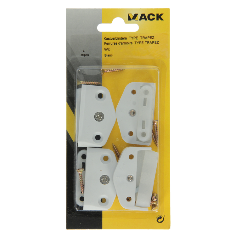 Afbeelding laden in galerijviewer, Mack 1015832 - 4 paneelverbinders trapez wit | 5 stuks
