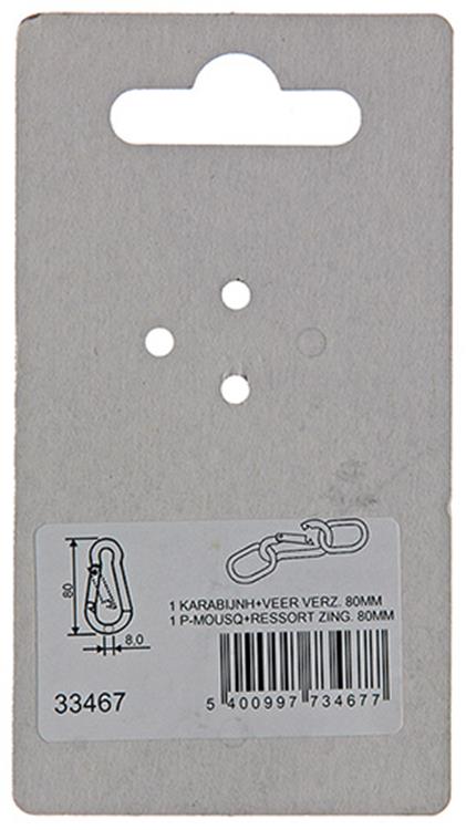 Afbeelding laden in galerijviewer, Mack 1008437 - 1 karabijnhaak + veer 8 x 80mm verzinkt | 10 stuks
