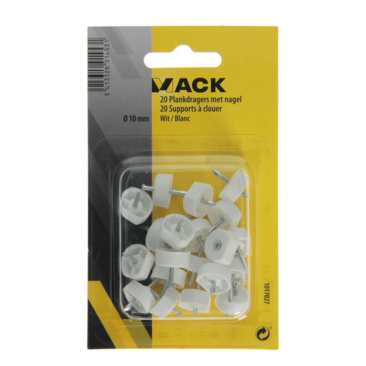 Afbeelding laden in galerijviewer, Mack 1017027 - 20 plankdragers met nagel wit | 5 stuks
