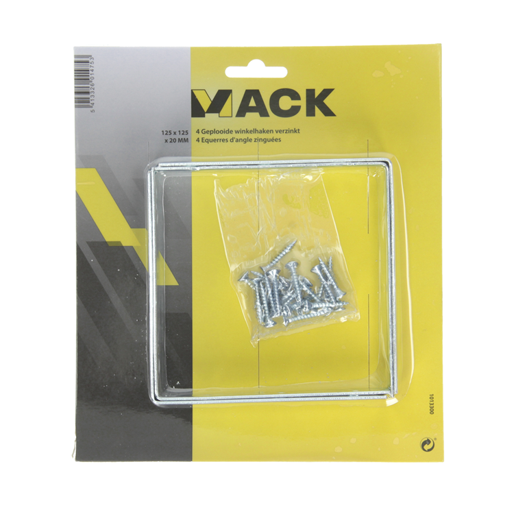 Afbeelding laden in galerijviewer, Mack 1013300 - 4 geplooide winkelhaken kt 125x125x20x2mm | 10 stuks
