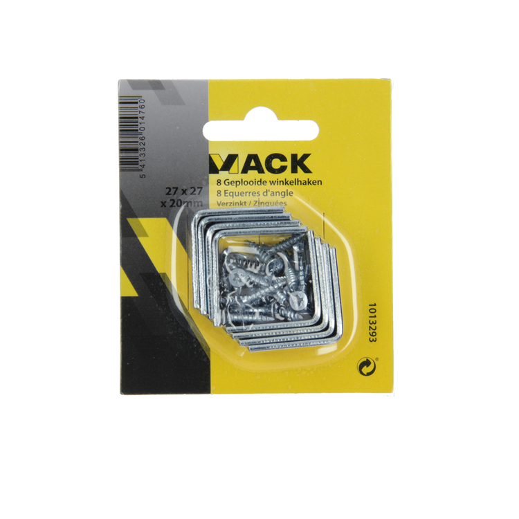 Afbeelding laden in galerijviewer, Mack 1013293 - 8 stoelwinkelhaken verzinkt 27x27x20x2mm | 10 stuks

