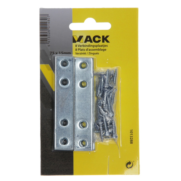 Afbeelding laden in galerijviewer, Mack 1013288 - 8 verbindingsplaten verzinkt 75x15mmx2mm | 10 stuks
