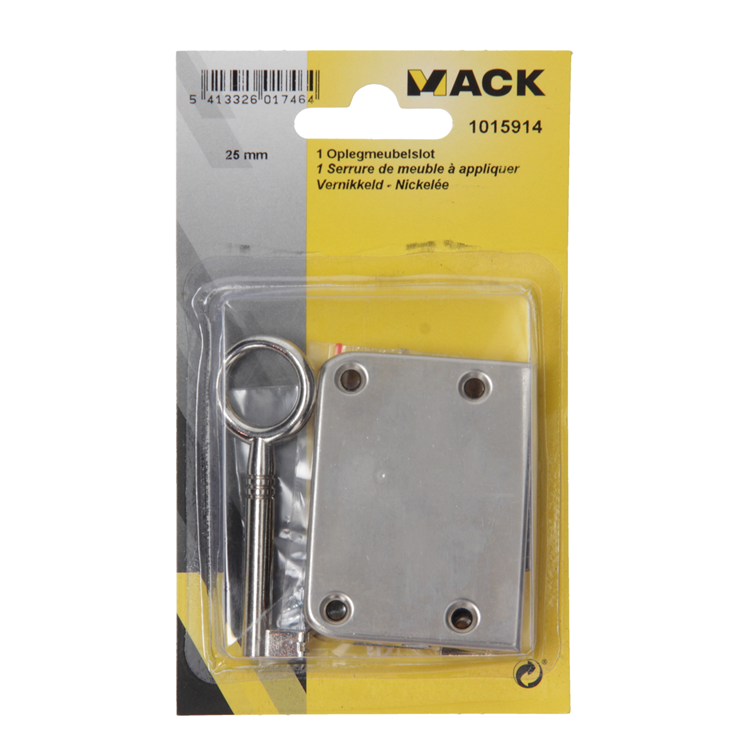 Afbeelding laden in galerijviewer, Mack 1015914 - 1 oplegmeubelslot vernikkeld 25mm | 5 stuks
