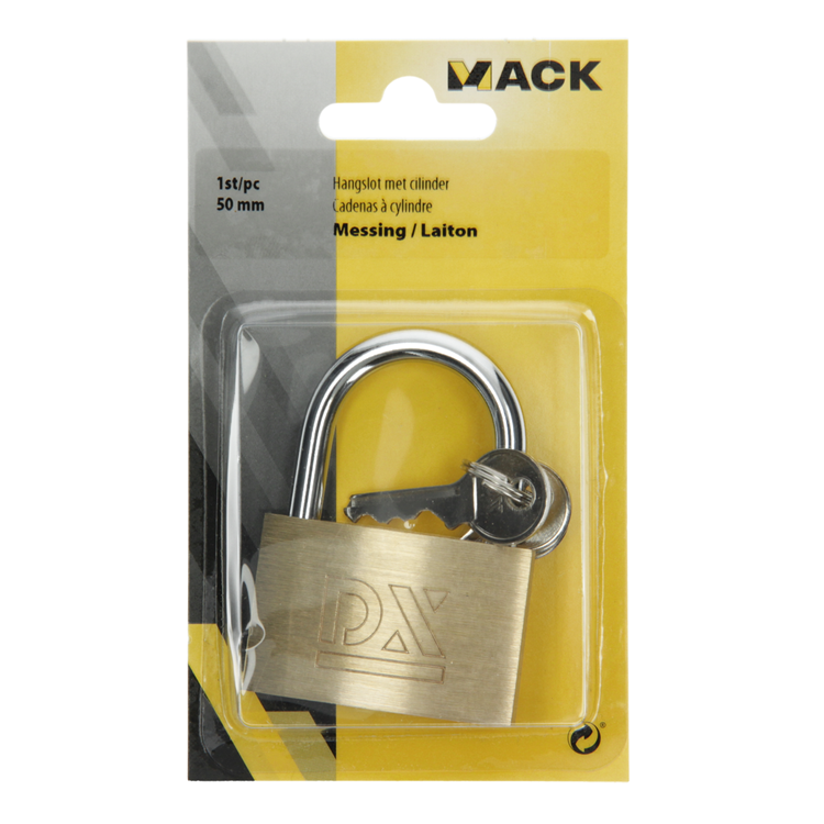 Afbeelding laden in galerijviewer, Mack 1014075 - hangslot met cilinder messing 50 mm | 10 stuks
