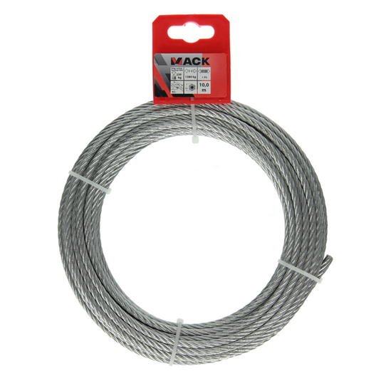 Mack 1015816 - verzinkte staalkabel 6x19 10m 5mm wll 250 kg din en 12385-4 | 5 stuks