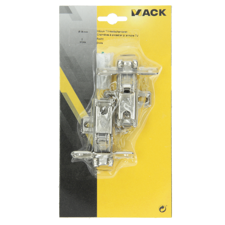 Afbeelding laden in galerijviewer, Mack 1013696 - 2 inbouw tv-kastscharnieren recht 35mm | 5 stuks
