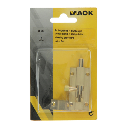 Mack 1013681 - 1 schuifgrendel messing gepolierd a 50 - b 16 mm | 5 stuks