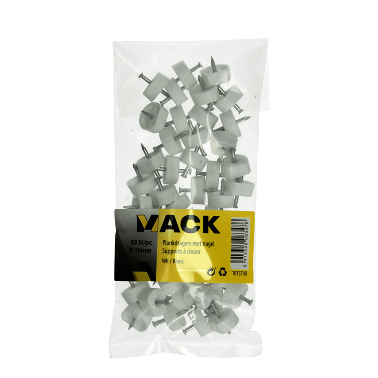 Afbeelding laden in galerijviewer, Mack 1013740 - 50 plankdragers + nagel wit ø 10 mm | 10 stuks
