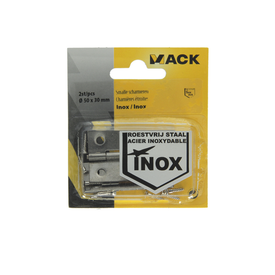 Mack 1013710 - 2 smalle scharnieren inox h 50 x b 30 mm | 5 stuks