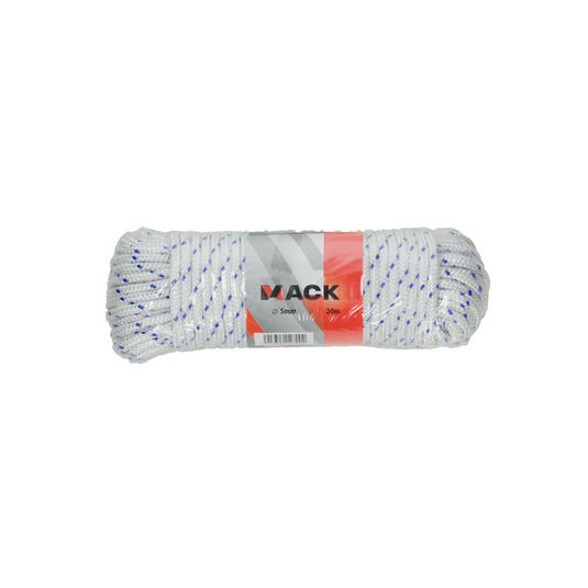 Mack 1014932 - pp gevlochten wit blauw streng5mm 20m | 5 stuks