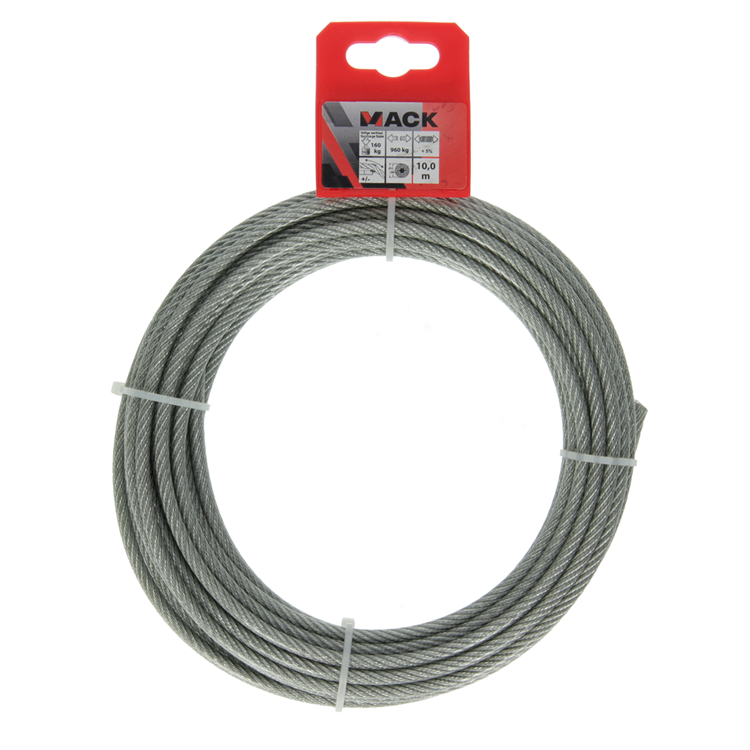 Afbeelding laden in galerijviewer, Mack 1015197 - staalkabel pvc mantel 6x7 10m 4-5mm wll 170kg din en12385-4 | 5 stuks
