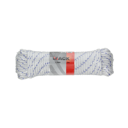 Mack 1013976 - pp gevlochten wit blauw streng6mm 20m | 5 stuks
