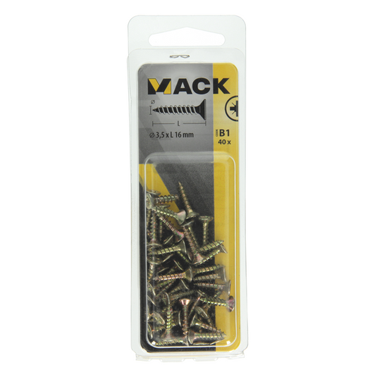 Mack 1017222 - spaanplaatschroef vz kop geelverz.40 st 3,5 x 16 mm | 10 stuks