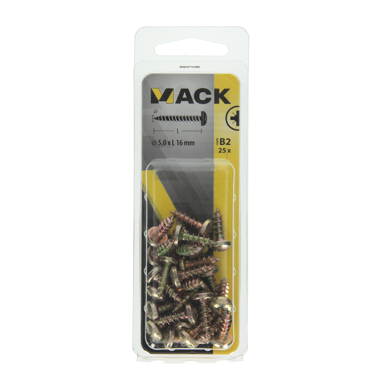 Afbeelding laden in galerijviewer, Mack 1017276 - spaanplaatschroef cylkop geelverz.25 st 5,0 x 16 mm | 10 stuks
